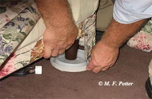 Dish-shaped traps can be placed under beds and sofas to help monitor for bed bugs. 