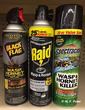 Wasp and hornet sprays are useful when treating nests from a distance.